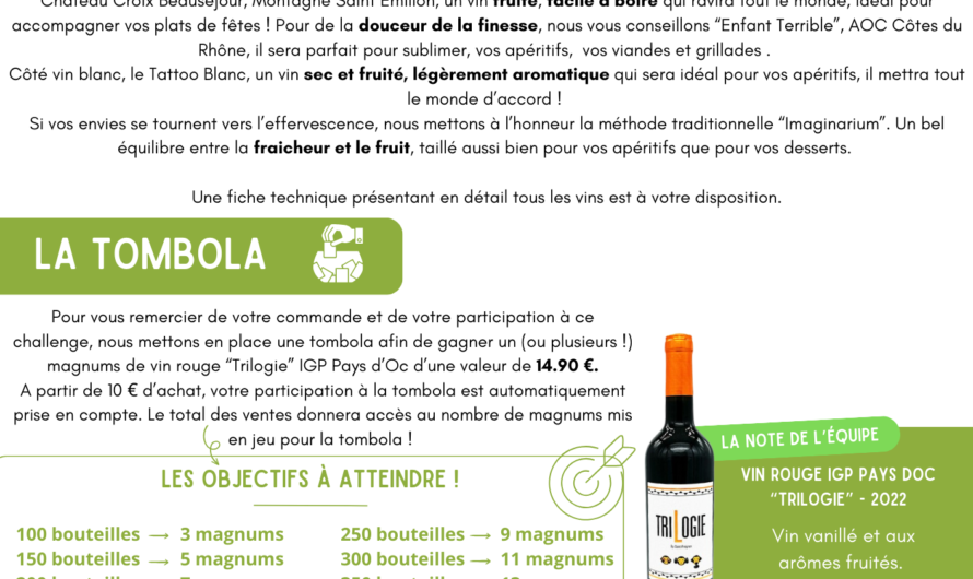 Le GJ des 3 rivières lance son opération de Vente de Vins !